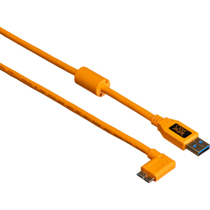 Tether Tools Cable USB 3.0 Tipo A a Micro USB ángulo recto 15 pies 5 Gb/s naranja
