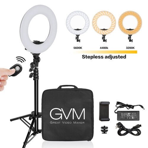 GVM Ring Light LED Bicolor 14" Temperatura 3200-5600K Dimmer 1-100%