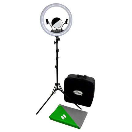 Savage Vlogger Kit de Iluminación Anular LED Bicolor 17" con Soporte y Fondo Reversible 5 x 7'