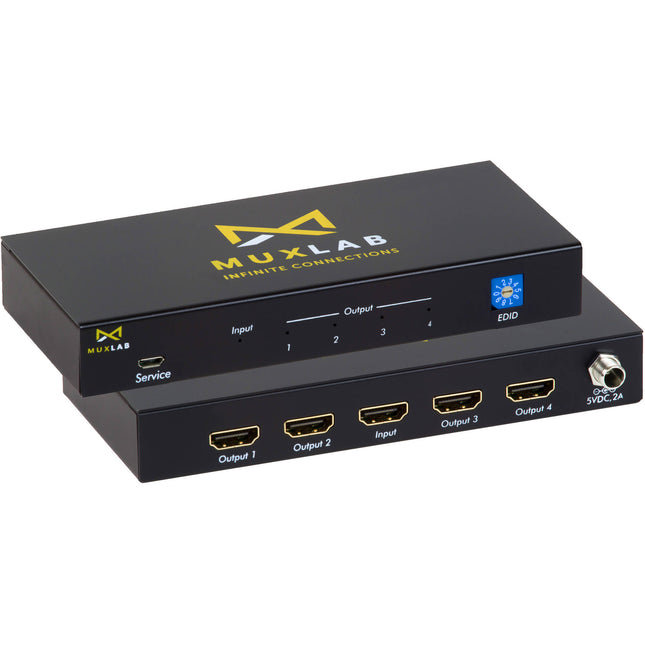 MuxLab 1x4 UHD 4K60 Divisor HDMI con 4 salidas y soporte Dolby Audio