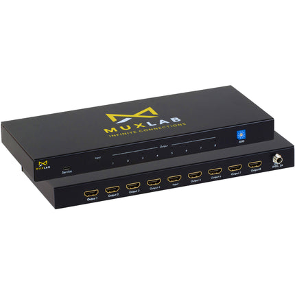 MuxLab 1 x 8 Divisor HDMI UHD 4K60 18 Gb/s con Gestión EDID y Fuente de Poder