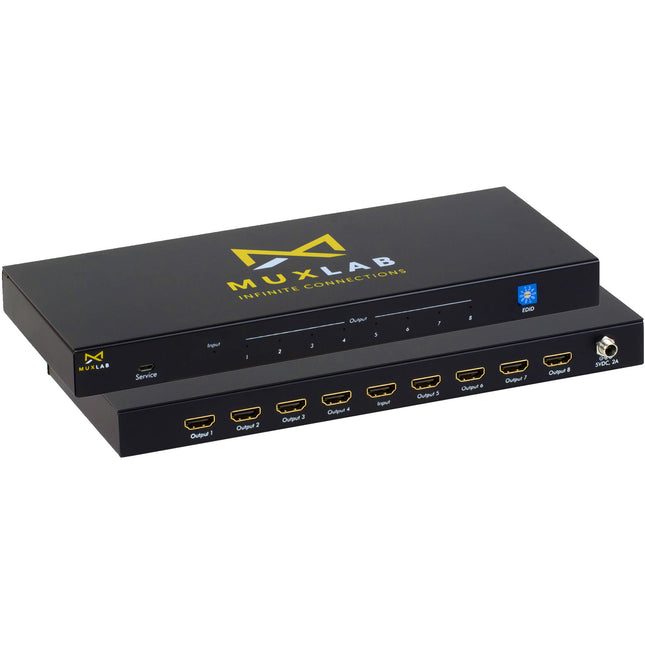 MuxLab 1 x 8 Divisor HDMI UHD 4K60 18 Gb/s con Gestión EDID y Fuente de Poder