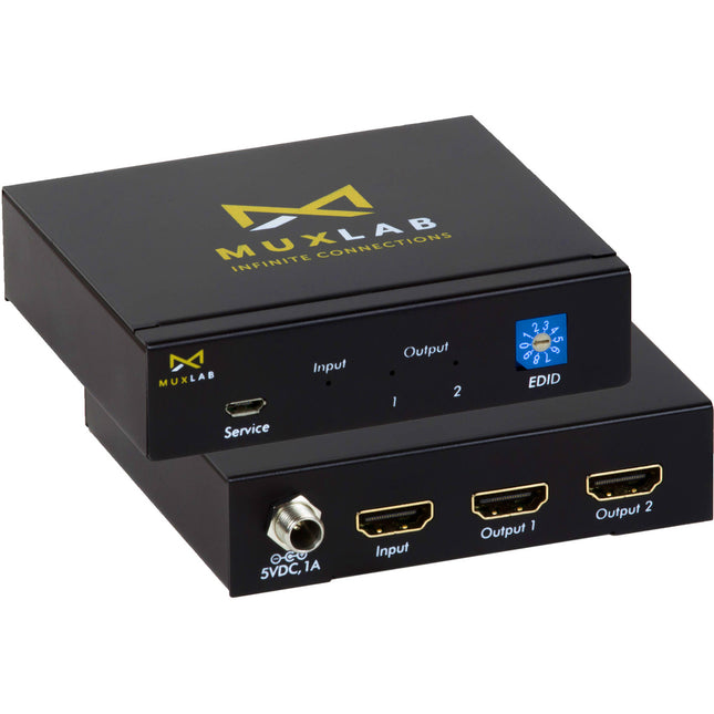 MuxLab 1x2 UHD 4K60 HDMI 2.0 Divisor con 2 salidas HDCP 2.2