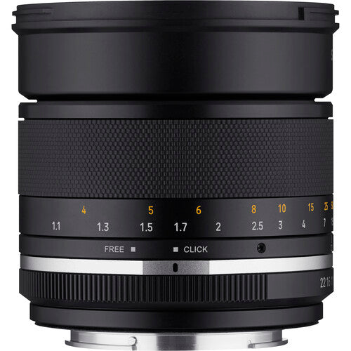 Samyang MF 85mm f1.4 WS Mk2 Objetivo Manual para Nikon F con Capucha y Tapas