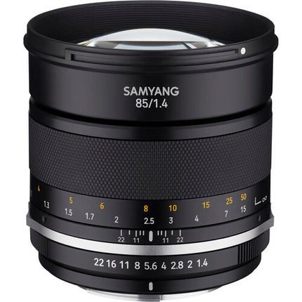 Samyang MF 85mm f1.4 WS Mk2 Objetivo Manual para Nikon F con Capucha y Tapas