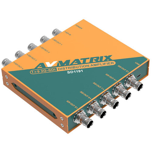 AVMATRIX 1x9 3G-SDI Amplificador de Distribución con 9 Salidas Reajustadas y Alimentación con Cerradura
