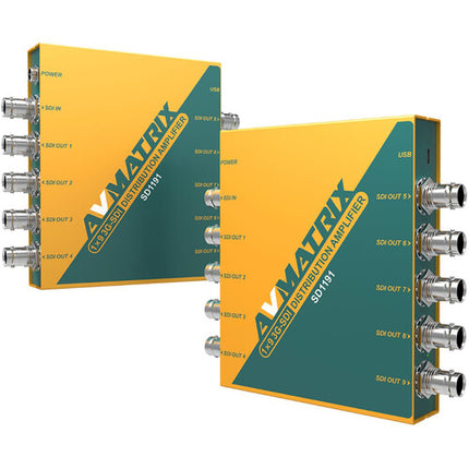 AVMATRIX 1x9 3G-SDI Amplificador de Distribución con 9 Salidas Reajustadas y Alimentación con Cerradura