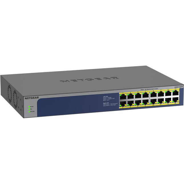 Netgear GS516PP Switch no gestionado 16 Puertos PoE+ 260W Rack Desktop