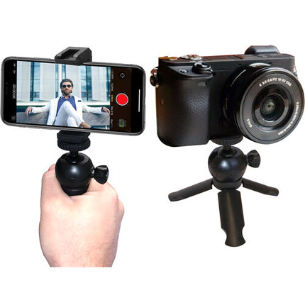 Vidpro TT-8 Mini trípode y agarre con cabeza esférica para cámaras y smartphones capacidad 2 lb altura máxima 4"