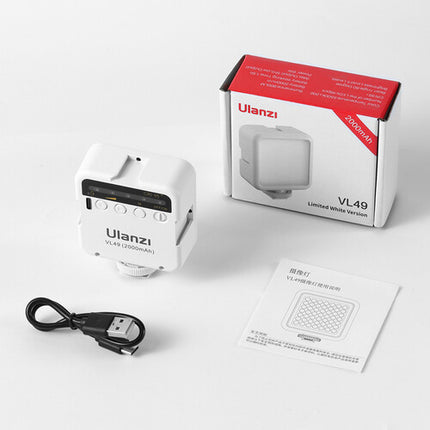 Ulanzi VL-49 Mini Luz LED Recargable con Batería 2000mAh y Difusor Blanco