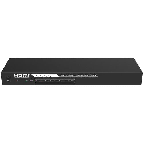 A-Neuvideo 1x8 Splitter Extensor HDMI 4K60 sobre Cat 6 con PoE 8 Receptores 60 m