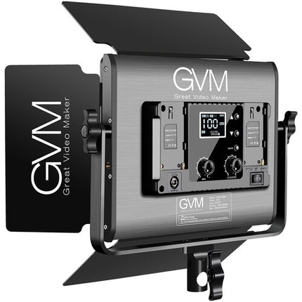 GVM 1000D Panel LED RGB para estudio 6000 Lux 12.5x12.5 pulgadas con barndoor y estuche