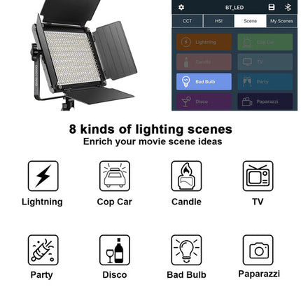 GVM 1000D RGB Panel LED Iluminación Kit 3 Luces 6000 Lux 12.5 Pulgadas