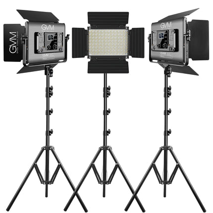 GVM 1000D RGB Panel LED Iluminación Kit 3 Luces 6000 Lux 12.5 Pulgadas