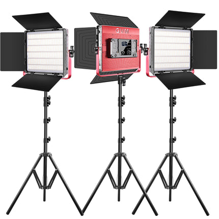 GVM 1200D Panel LED RGB Kit de 3 luces 3400 Lux 5600K con Tripiés