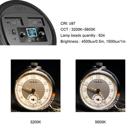 GVM Panel De Luz LED Bicolor 12 Pulgadas 3200-5600K CRI 97 Kit Con Soportes