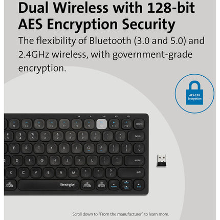 Kensington Teclado Compacto Dual Inalámbrico Bluetooth 2.4 GHz Negro