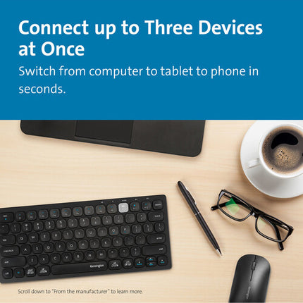 Kensington Teclado Compacto Dual Inalámbrico Bluetooth 2.4 GHz Negro