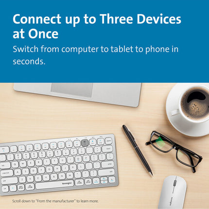 Kensington Multi-Device Dual Wireless Teclado Compacto Plata Bluetooth 2.4 GHz