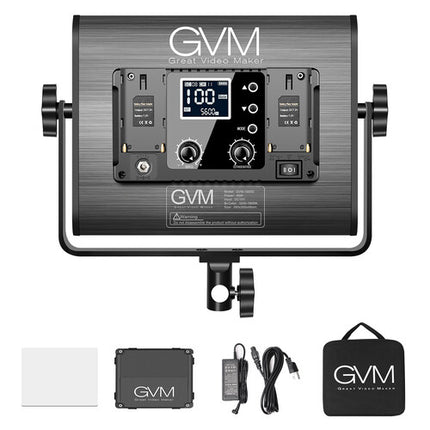 GVM 1000D Panel LED RGB para estudio 6000 Lux 12.5x12.5 pulgadas con barndoor y estuche