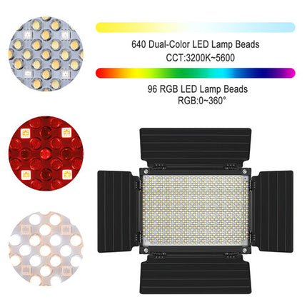 GVM 1000D Panel LED RGB para estudio 6000 Lux 12.5x12.5 pulgadas con barndoor y estuche