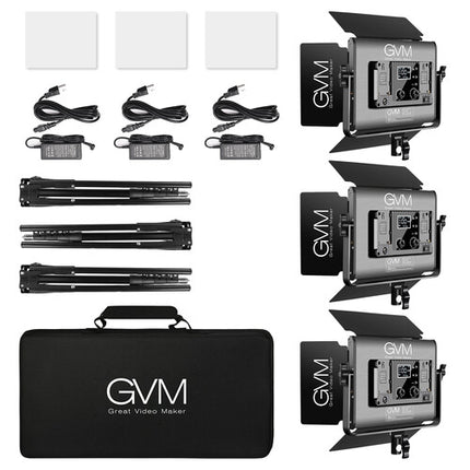 GVM 1000D RGB Panel LED Iluminación Kit 3 Luces 6000 Lux 12.5 Pulgadas