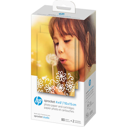 HP Sprocket Studio Kit Papel Fotográfico 4x6 Pulgadas 80 Hojas 2 Cartuchos