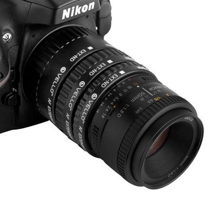 Vello Juego de Tubos de Extensión Automáticos para Nikon F 12 20 36 mm