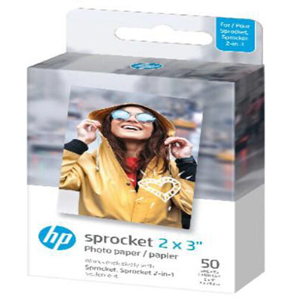 HP Sprocket Papel Fotográfico Pegatina Premium 50 Hojas 2 x 3 Pulgadas Resistente