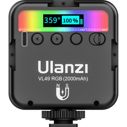 Ulanzi VL-49 Luz RGB Recargable Mini con Trípode Kit 2000mAh 9000K