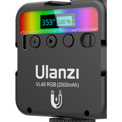 Ulanzi VL-49 Luz RGB Recargable Mini con Trípode Kit 2000mAh 9000K