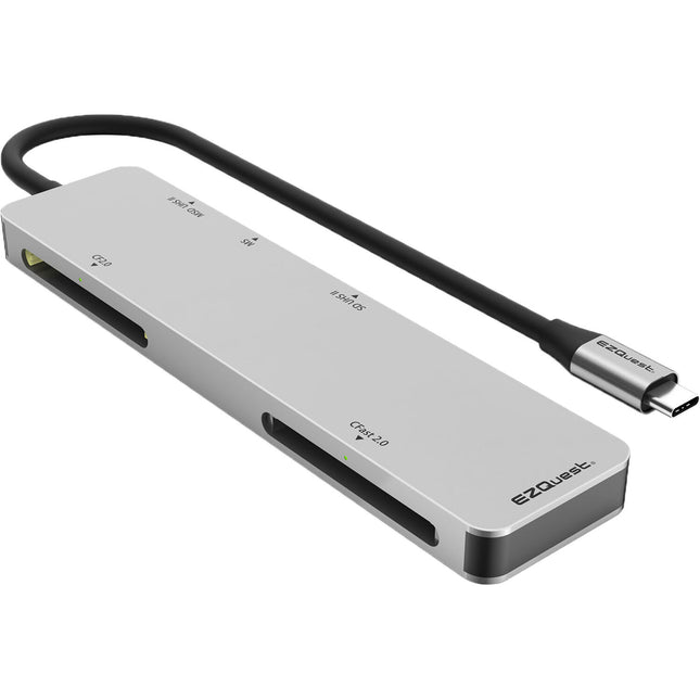 EZQuest 5-in-1 Lector de Tarjetas USB Tipo C con 525 MB/s y Cable Integrado