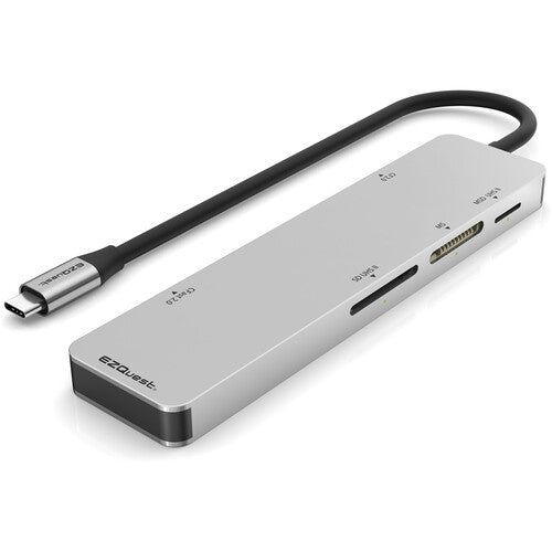 EZQuest 5-in-1 Lector de Tarjetas USB Tipo C con 525 MB/s y Cable Integrado