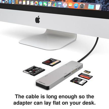 EZQuest 5-in-1 Lector de Tarjetas USB Tipo C con 525 MB/s y Cable Integrado