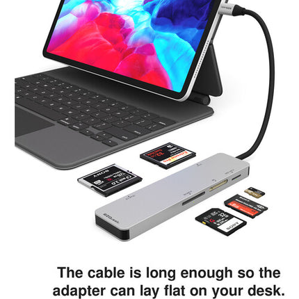 EZQuest 5-in-1 Lector de Tarjetas USB Tipo C con 525 MB/s y Cable Integrado