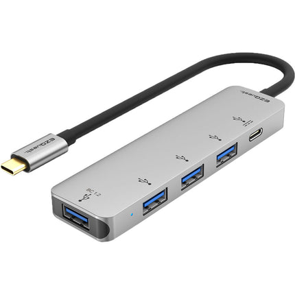 EZQuest 4 Puerto concentrador USB 3.0 con USB Tipo C PD 3.0 100W y cable integrado 9"