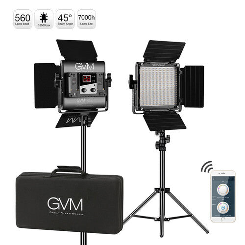 GVM 560AS Panel LED Bi-Color 3800 Lux 2300-6800K Kit 2 Luces