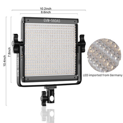 GVM 560AS Panel LED Bi-Color 3800 Lux 2300-6800K Kit 2 Luces