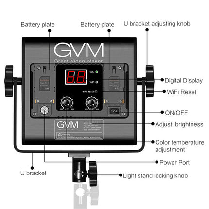GVM 560AS Panel LED Bi-Color 3800 Lux 2300-6800K Kit 2 Luces