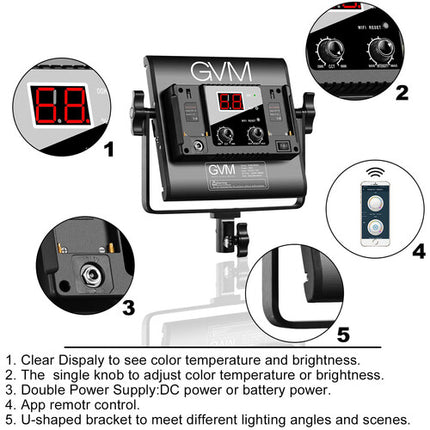 GVM 560AS Panel LED Bi-Color 3800 Lux 2300-6800K Kit 2 Luces