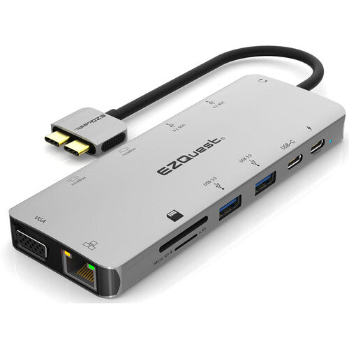 EZQuest Adaptador USB-C Multimedia 13 Puertos 100W PD 4K 60Hz HDMI