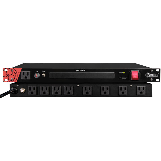 Radial Engineering Power-2 Supresor de Sobretensiones y Acondicionador con 8 Salidas LED y Puerto USB