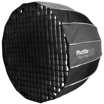 Phottix Raja Deep Parabolic Softbox con Grid 32 pulgadas Reflectante Plata y Aro Bowens S-Mount