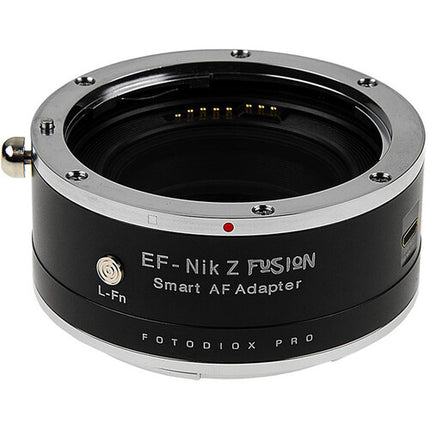 FotodioX Pro Fusion Adaptador Autoenfoque para objetivo Canon EF a cámara Nikon Z con puerto USB y caja de almacenamiento