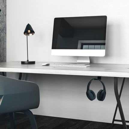 Kanto Living HH Soporte Universal para Auriculares Bajo Escritorio con Adhesivo 3M Negro