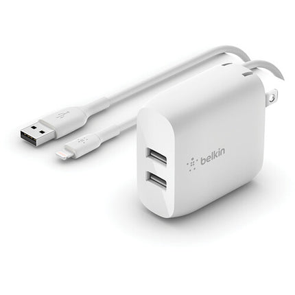 Cargador de Pared Belkin Boost Charge 24W 2 Puertos USB Tipo-A con Cable Lightning 3.3'