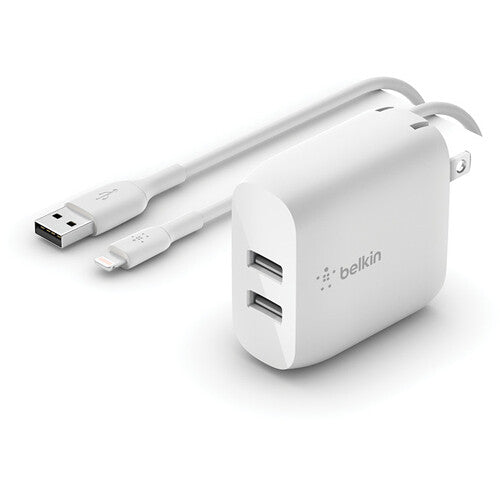 Cargador de Pared Belkin Boost Charge 24W 2 Puertos USB Tipo-A con Cable Lightning 3.3'