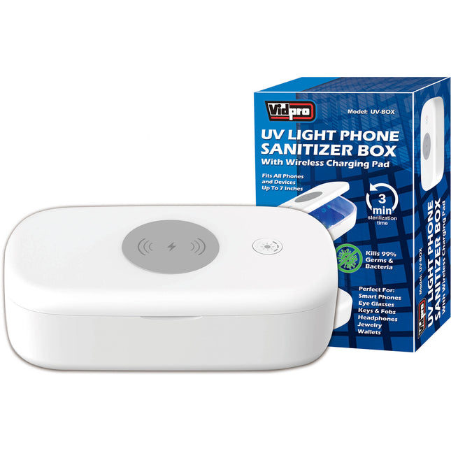 Vidpro UV-BOX Caja Sanitizadora UVC con Carga Inalámbrica 5W 7 Pulgadas