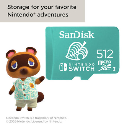 SanDisk 512GB microSDXC UHS-I para Nintendo Switch velocidad 100MB/s clase 10