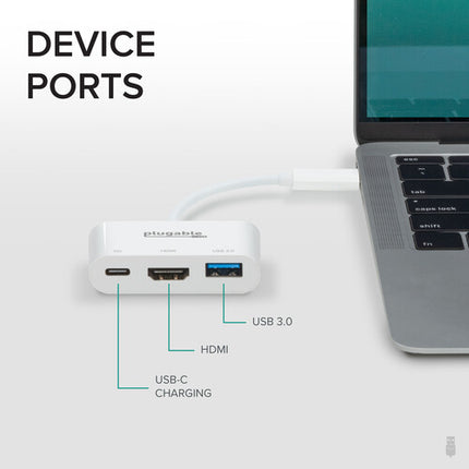 Plugable 3-en-1 USB Type-C Mini Dock HDMI 4K 30 Hz y carga 60W
